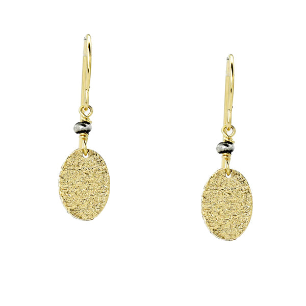 Textured 14kt gold filled oval earrings.