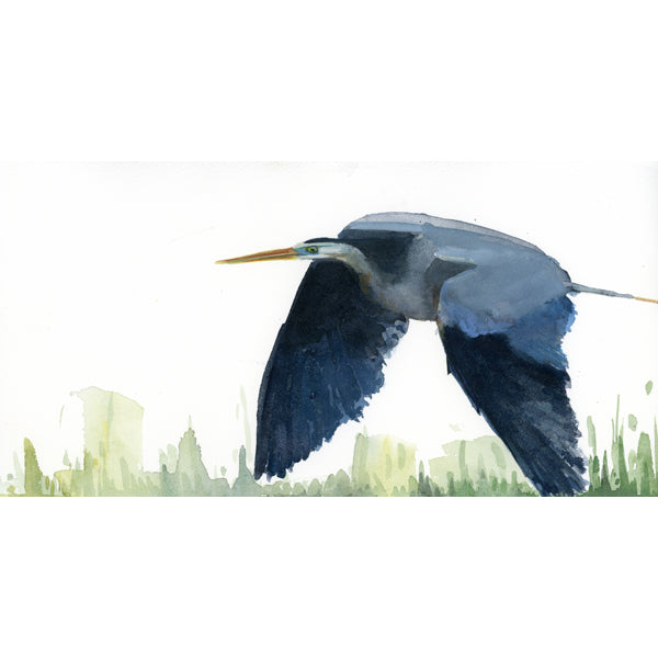 Heron in The Marsh III~ Original  watercolor