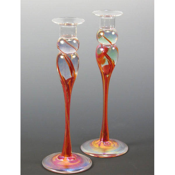 Candlestick Pair - Hot Mix iridescent