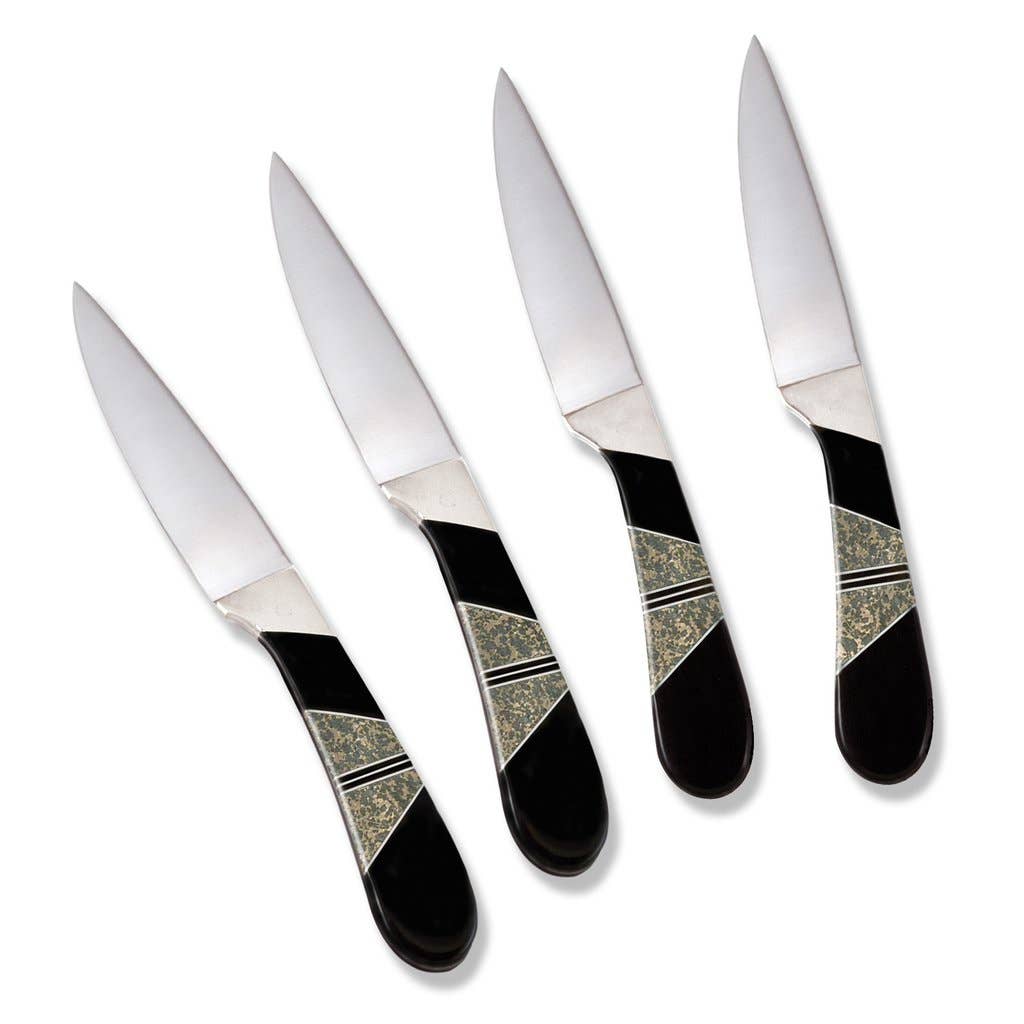 Jewelry Steak Knives / Set of 4 Jet Apache Gold