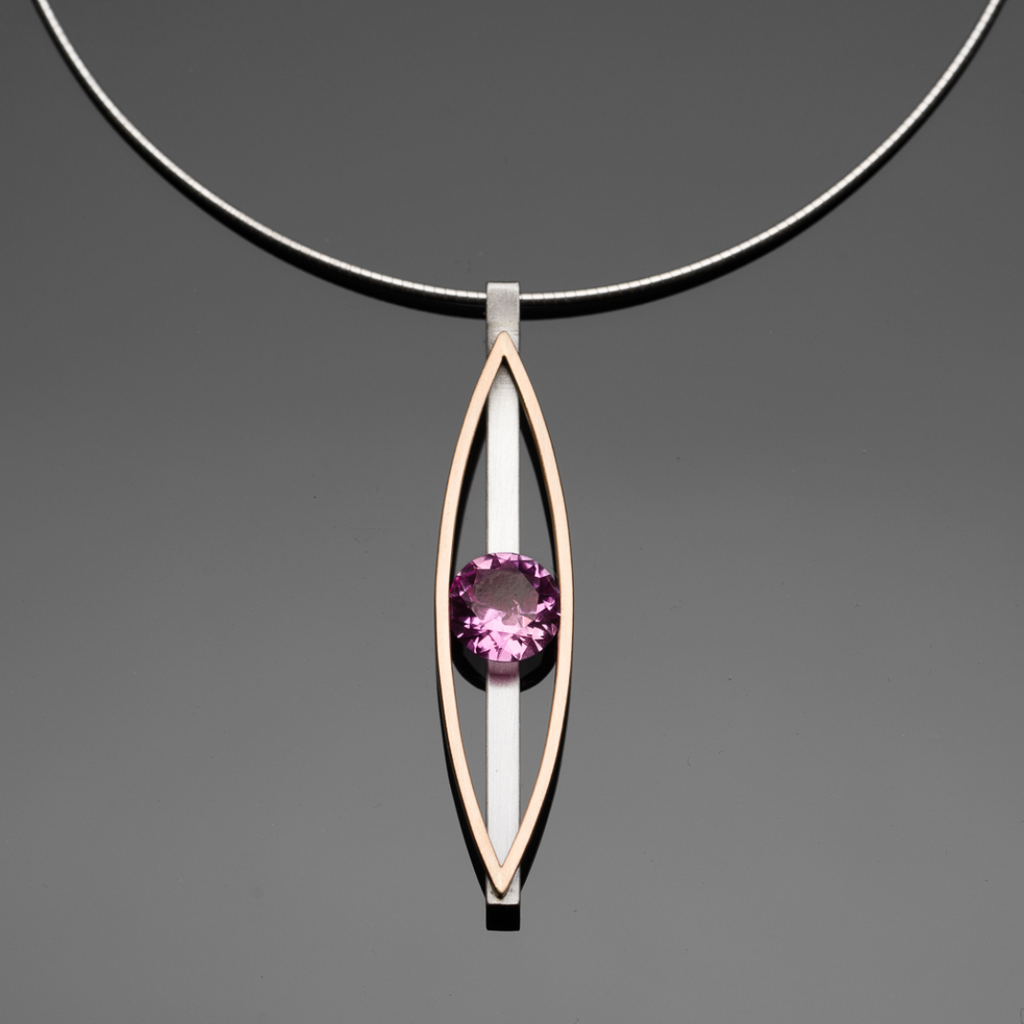 Brushed Sterling/GF Stone Pendant