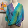 Mobius Shawl in Turquoise, Green, and Purple, Handwoven Rayon Yarn