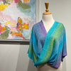 Mobius Shawl in Turquoise, Green, and Purple, Handwoven Rayon Yarn