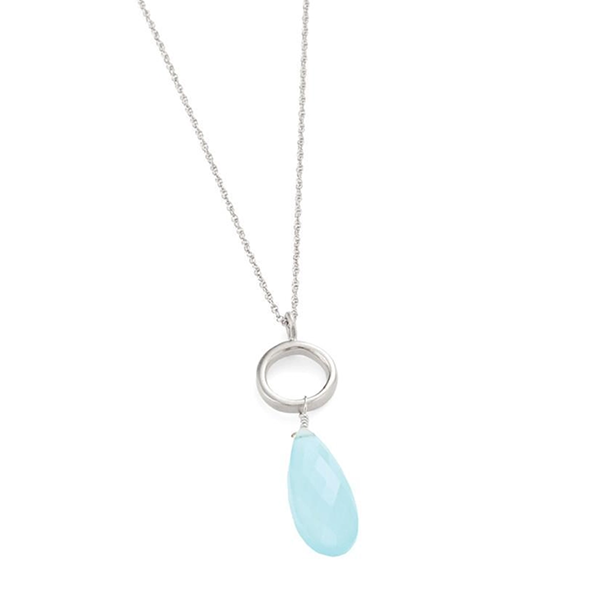 Ocean Drop Necklace - Circle w/ chalcedony
