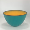 Smooth Bowl with Teal Exterior and  Yellow Interior