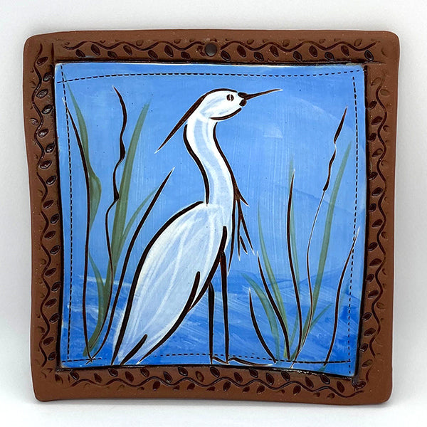 Egret Tile by Jennifer Stas, 5.5"