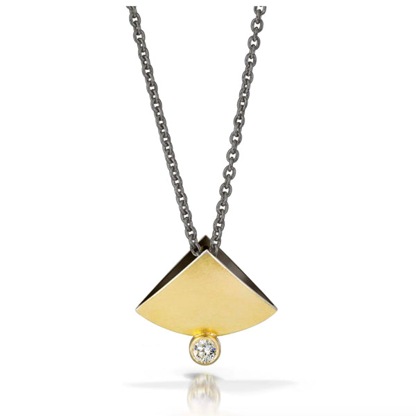 Teeny Fan Pendant with CZ attached Drop