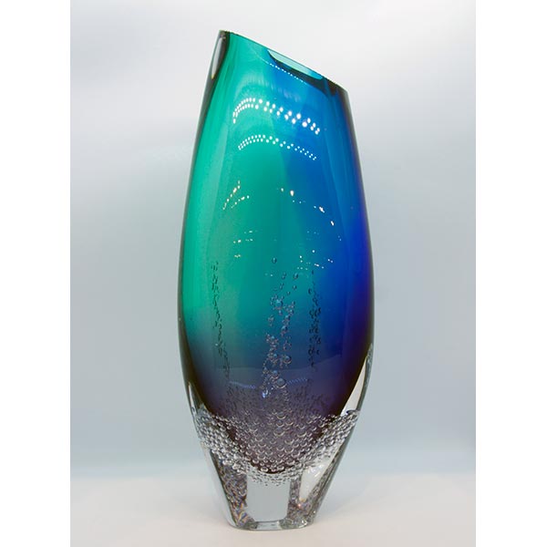 Seafoam Triangular Vase with Angled Lip - 12"