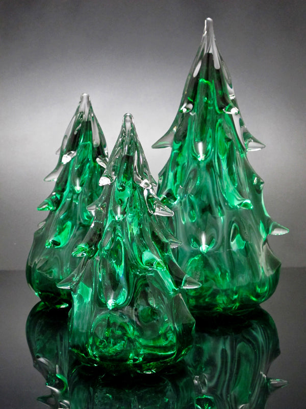 Green Glass Tree Sculpture