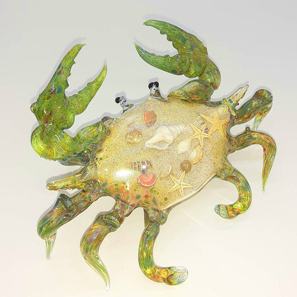 Blown Glass Crab - Green