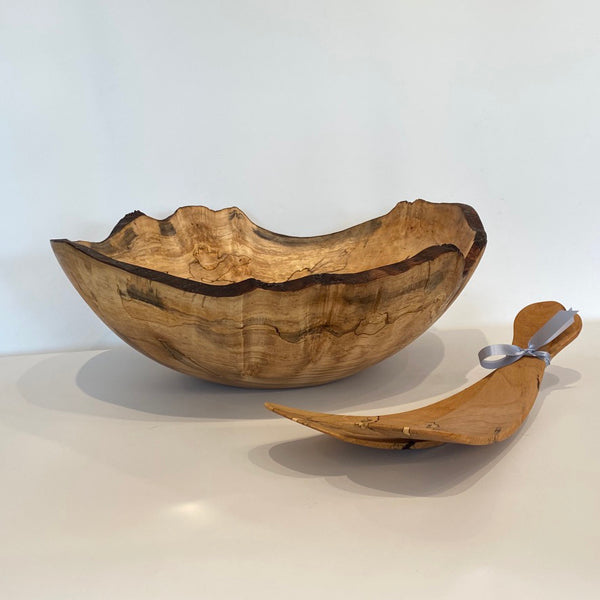 Live edge spalted maple oval bowls