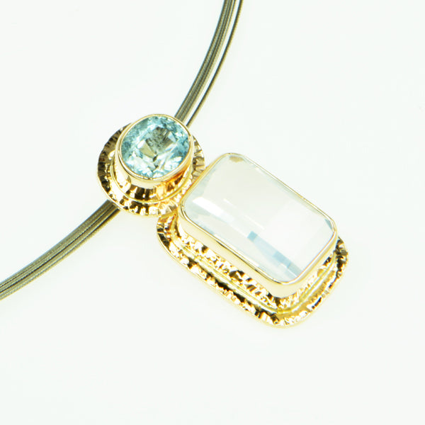 Afghan Moonstone and Aquamarine Pendant