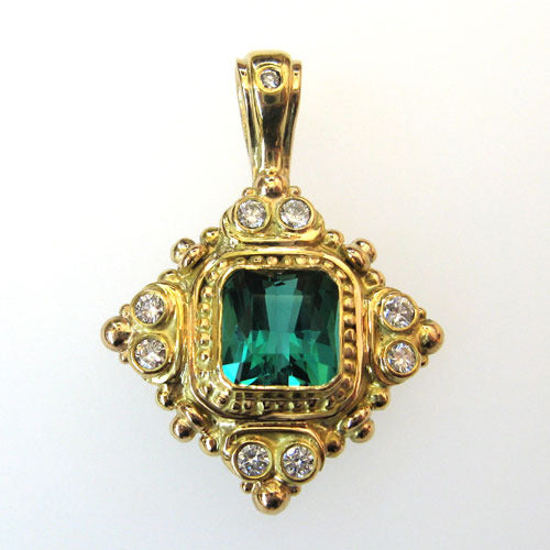 Green Tourmaline & Diamond Pendant